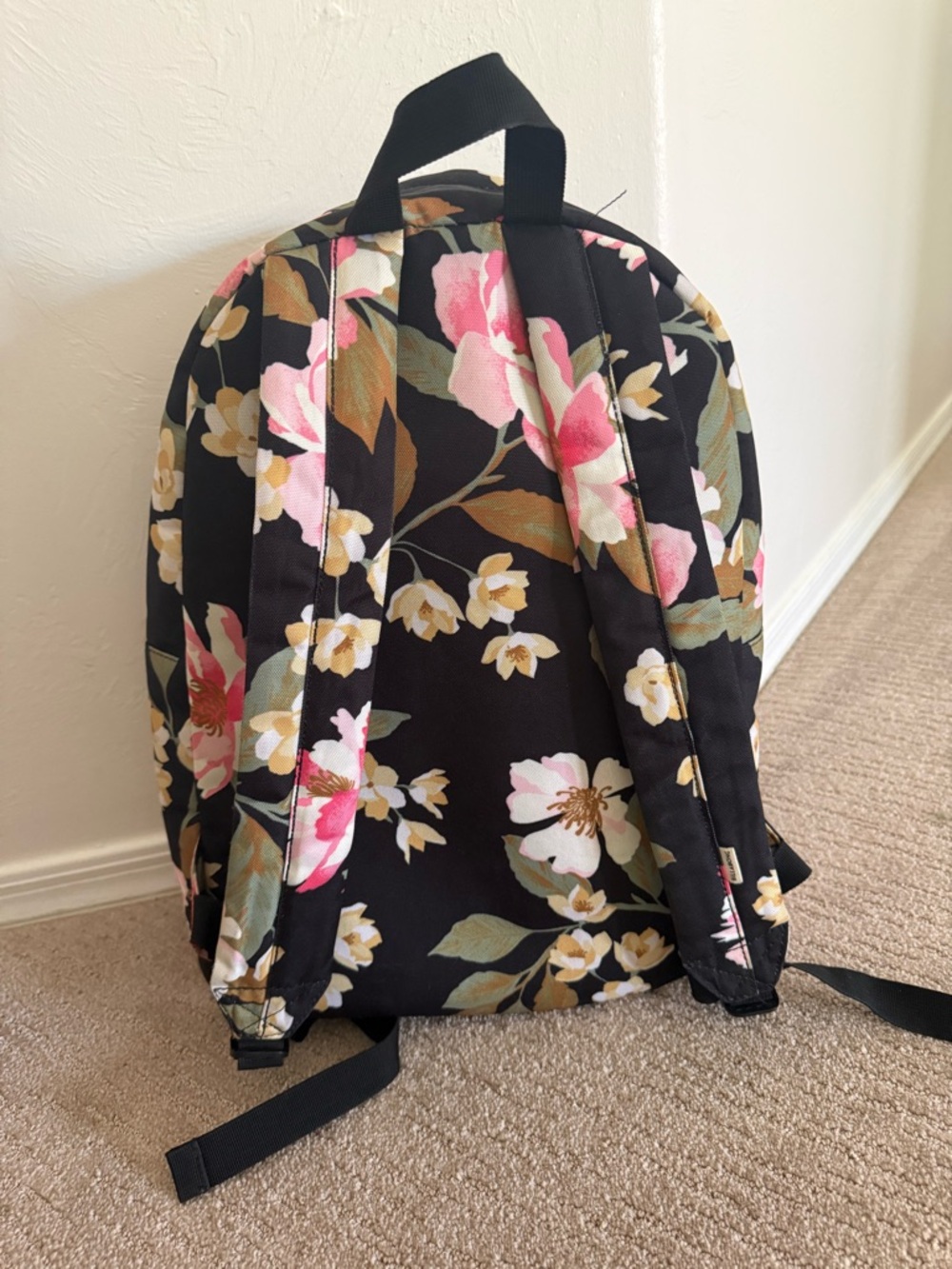 Gently Used Billabong Floral Black Canvas Backpack - Picture 2 of 5